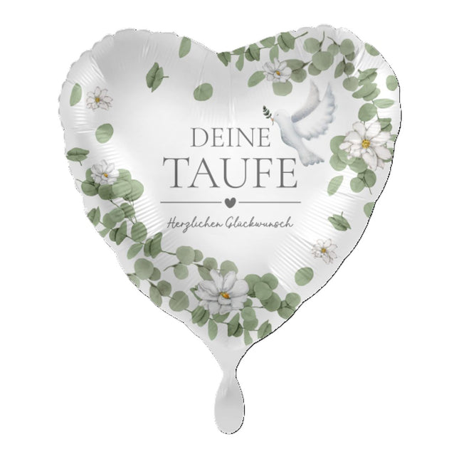 ABC18 Folienballon "Deine Taufe" Herz Ø43cm