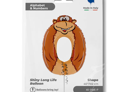Riesenzahl Folienballon Animaloon 40"/102cm | #0 Ãffchen
