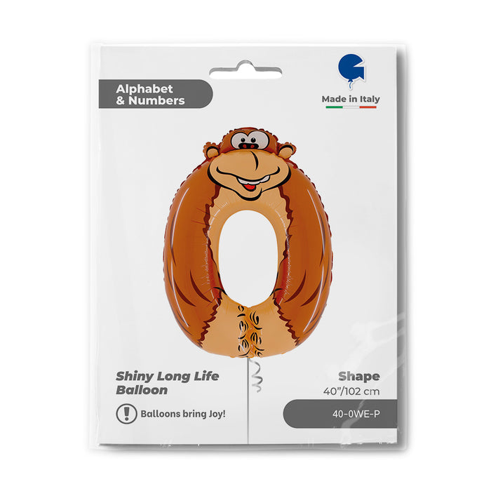 Riesenzahl Folienballon Animaloon 40"/102cm | #0 Ãffchen