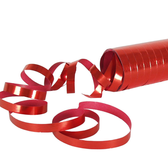 Luftschlangen "Metallic" 4m / 1 Rolle | Rot