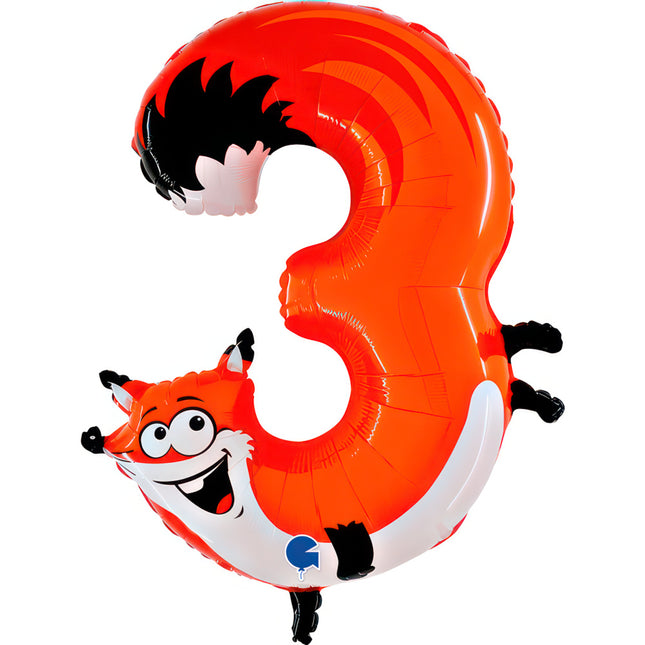 Riesenzahl Folienballon Animaloon 40"/102cm | #3 Fuchs