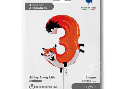 Riesenzahl Folienballon Animaloon 40"/102cm | #3 Fuchs