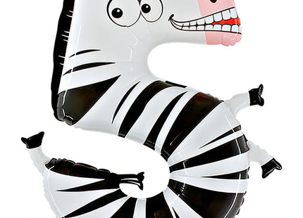 Riesenzahl Folienballon Animaloon 40"/102cm | #5 Zebra