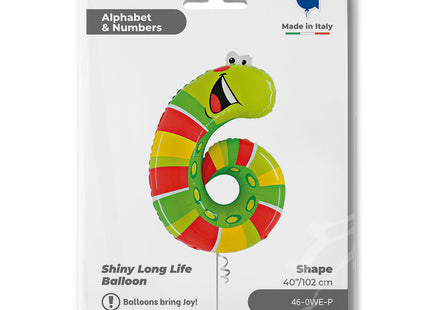 Riesenzahl Folienballon Animaloon 40"/102cm | #6 Wurm