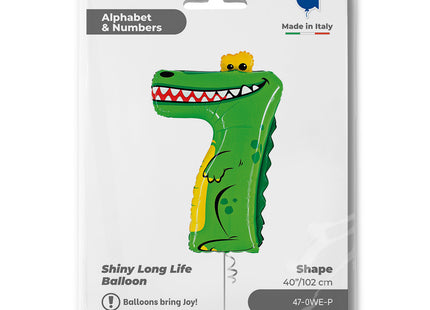 Riesenzahl Folienballon Animaloon 40"/102cm | #7 Krokodil