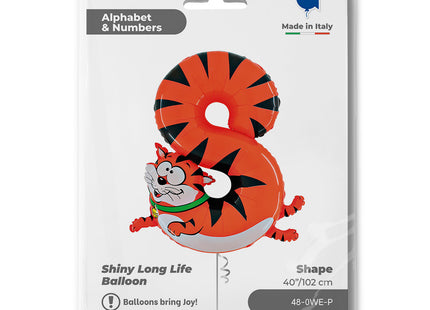 Riesenzahl Folienballon Animaloon 40"/102cm | #8 Katze