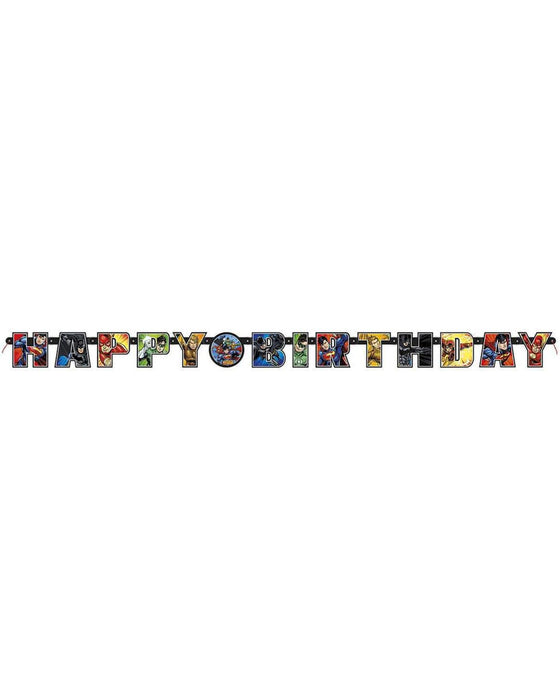 Buchstabengirlande Happy Birthday Justice League 190cm