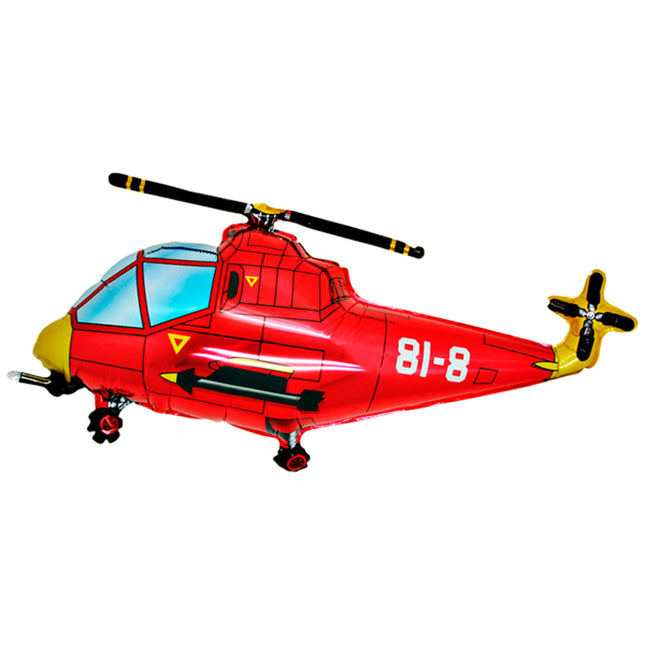 37" Shape Folienballon Lose - Hubschrauber Rot