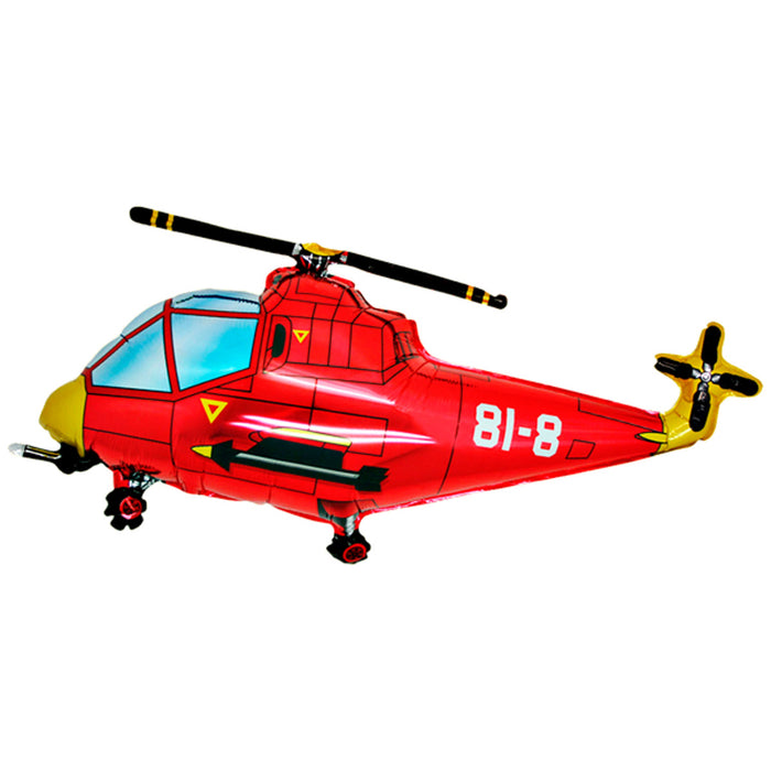 37" Shape Folienballon Lose - Hubschrauber Rot HFE