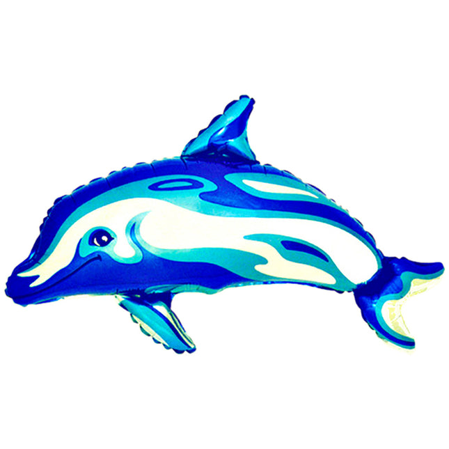 34" Shape Folienballon Lose - Delfin Holografik Blau