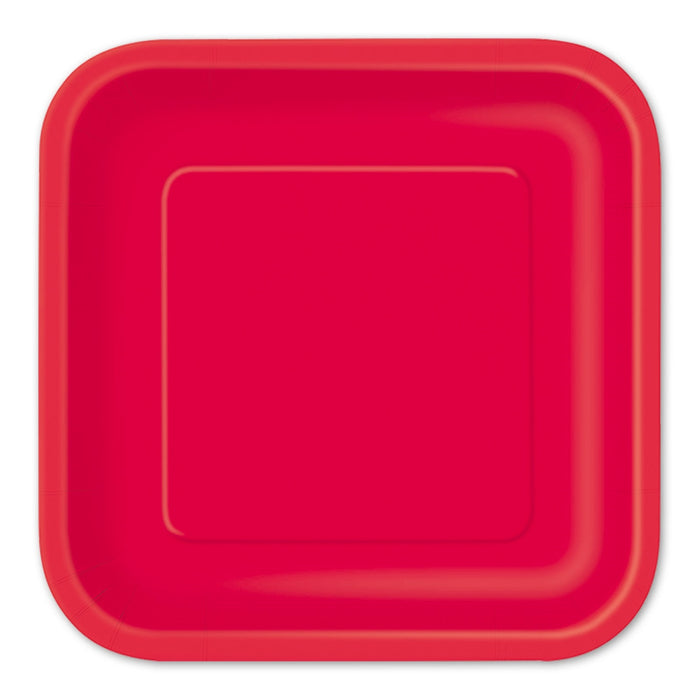 Pappteller Uni Quadratisch 23cm/14Stk. Rot