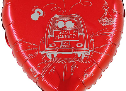 Folienballon Just Married Auto Herz Rot  36" 1-seitig bedruckt