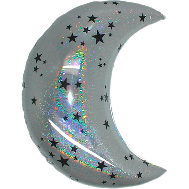 Shape Folienballon lose - Mond Holografik III SILBER