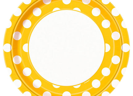 Pappteller Dots 8Stk./23cmØ Gelb