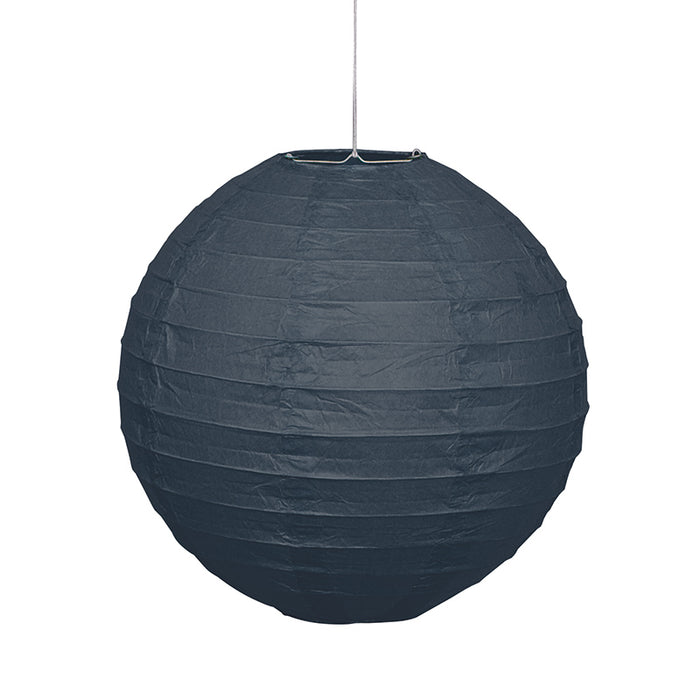 Lampion Rund Papier 25cmØ, Schwarz