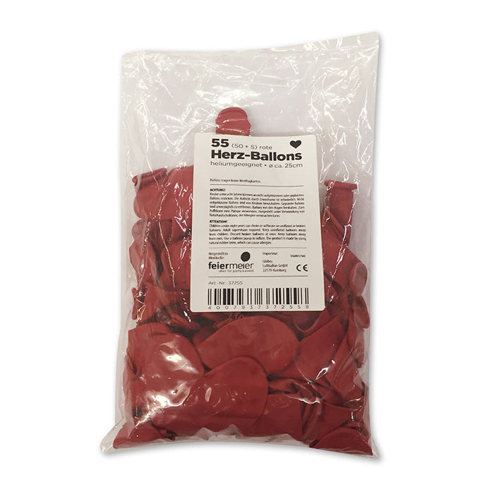 Latexballon Herz Kristallrot Eco 55Stk./25cm
