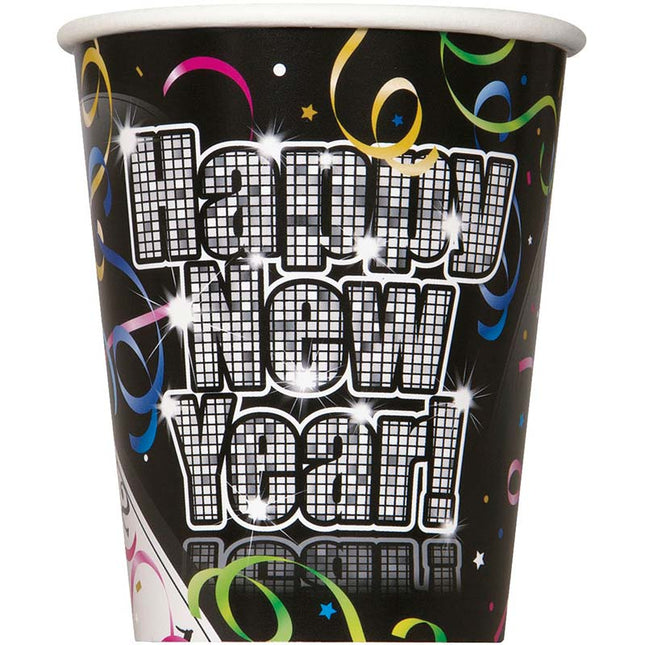 Pappbecher Countdown to New Years 266ml/8Stk.