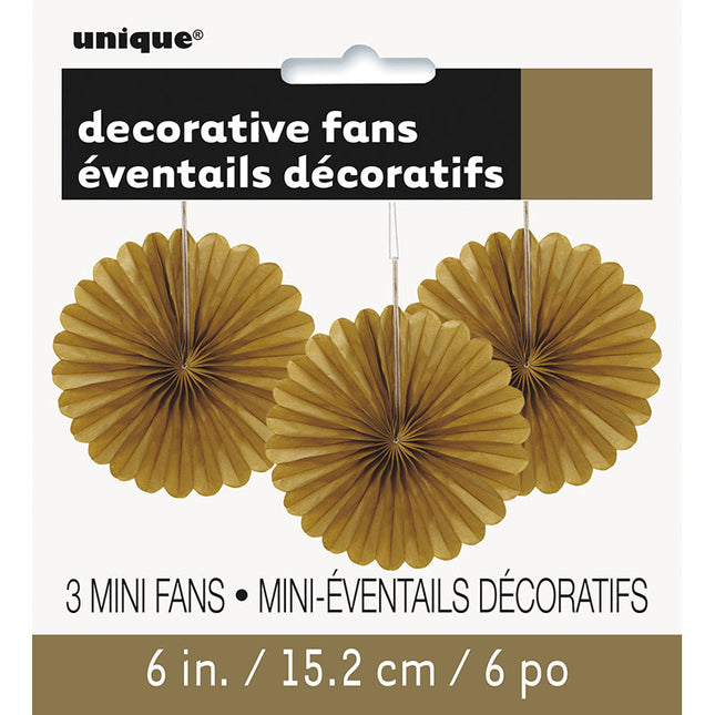 Dekofächer Uni 15cm/3Stk. Gold