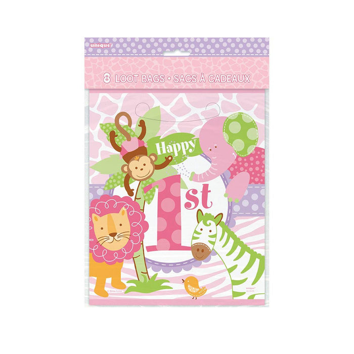 Geschenkbeutel PVC 18x22cm/8St. 1.st HB Girl Safari