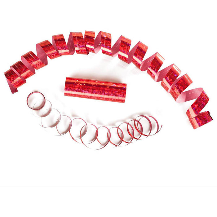 Luftschlangen "Holografisch" 4m / 5 Rollen | Rot