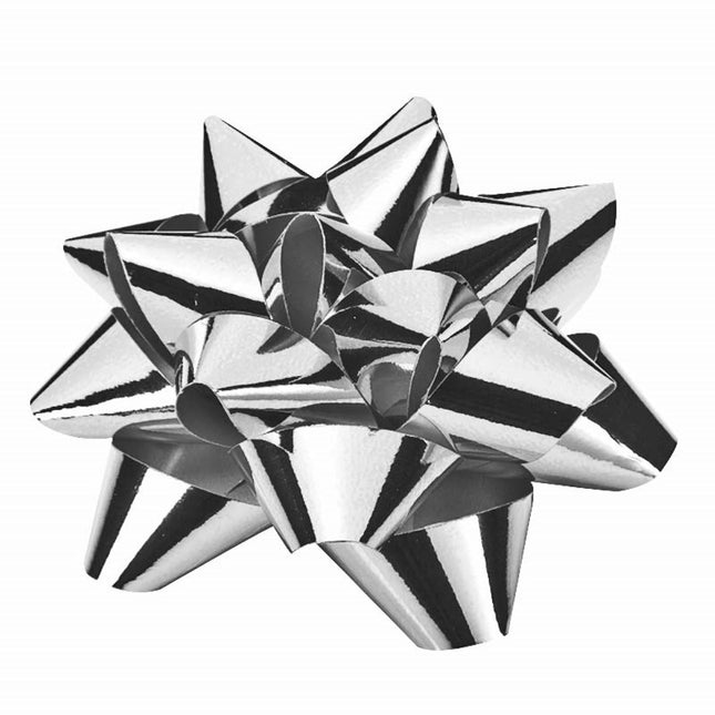 Geschenkband Goldina-Polyband-Rosette metallic 80mm Silber