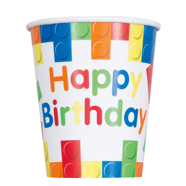 Pappbecher Happy Birthday Blocks 266ml/8Stk.