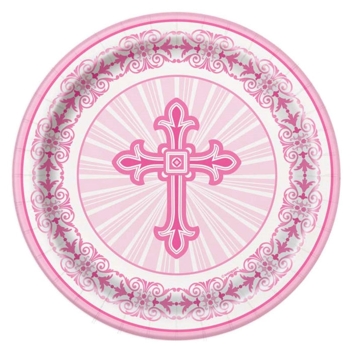 Pappteller "Kreuz" Pink | Ø18cm/8Stk.