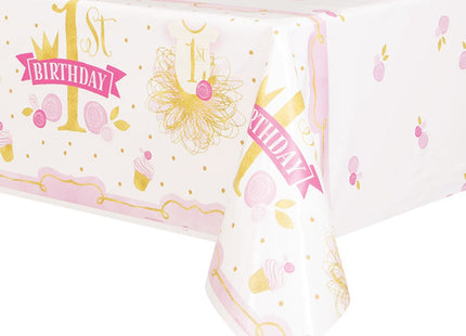 Tischdecke PVC 1st Birthday Pink/Gold 137x213cm