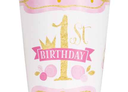 Pappbecher 1st Birthday Pink/Gold 266ml/8Stk.