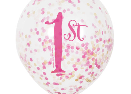 Latexballon Ø30cm Konfetti ca.30cmØ/6St. 1st Birthday Pink