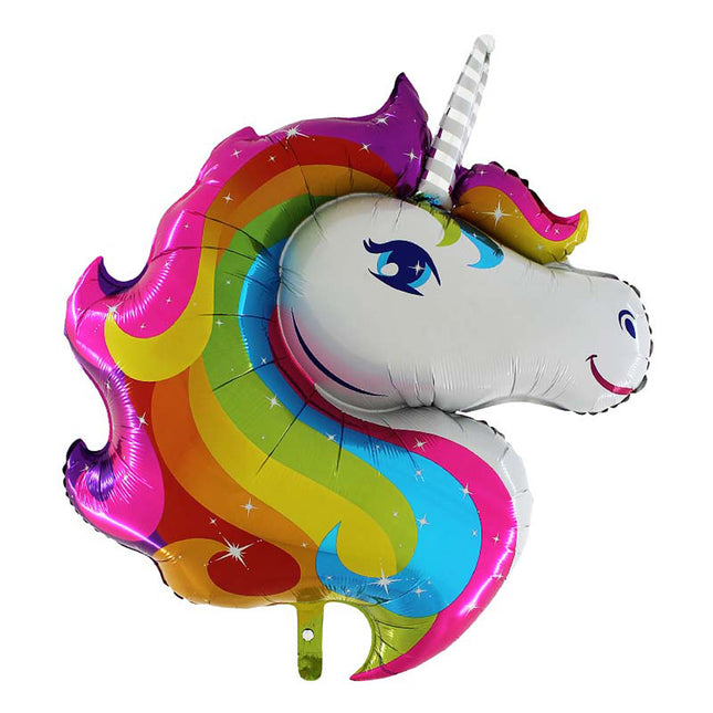 Shape Folienballon Lose - Einhornkopf Regenbogen II | HF2