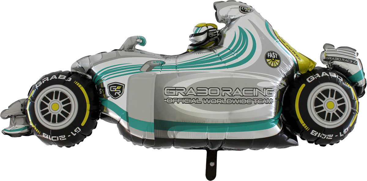 42" Shape Folienballon Lose - Rennauto Grau (Non-Metallic) | HFE