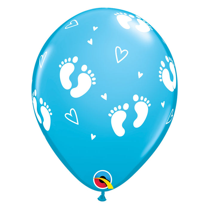 Luftballon Ø 30cm 6 Stück Baby Füße Blau Babyparty Dekoration für Jungs