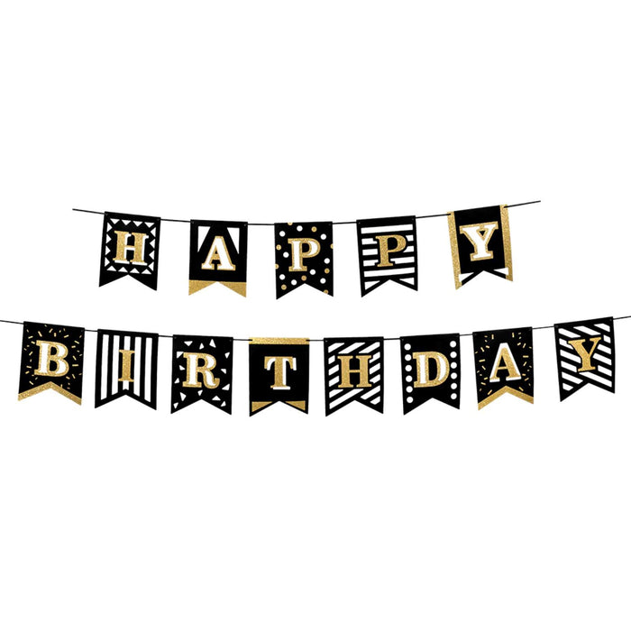 "Party time" Girlande Happy Birthday 2x2 m | Gold