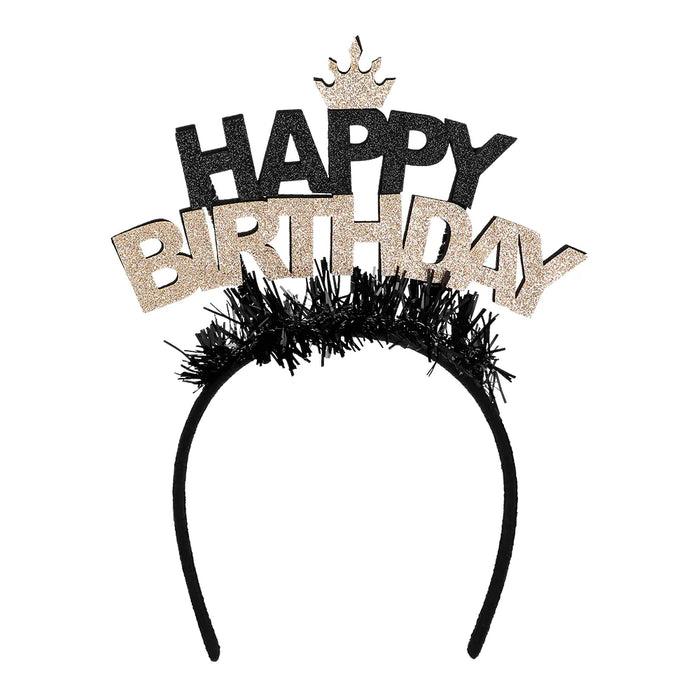 „Happy Birthday“ Haarreif Diadem | Gold Schwarz