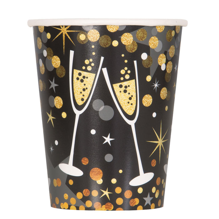 Pappbecher Glittering New Year 266ml/8Stk.
