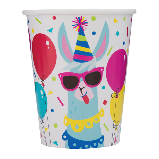 Pappbecher Birthday Lama 266ml/8Stk.