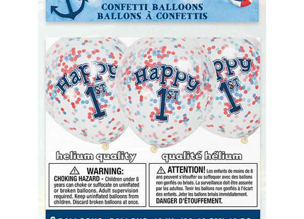 Latexballon Ø30cm Konfetti ca.30cmØ 6St. 1st Birthday Rot/Bl