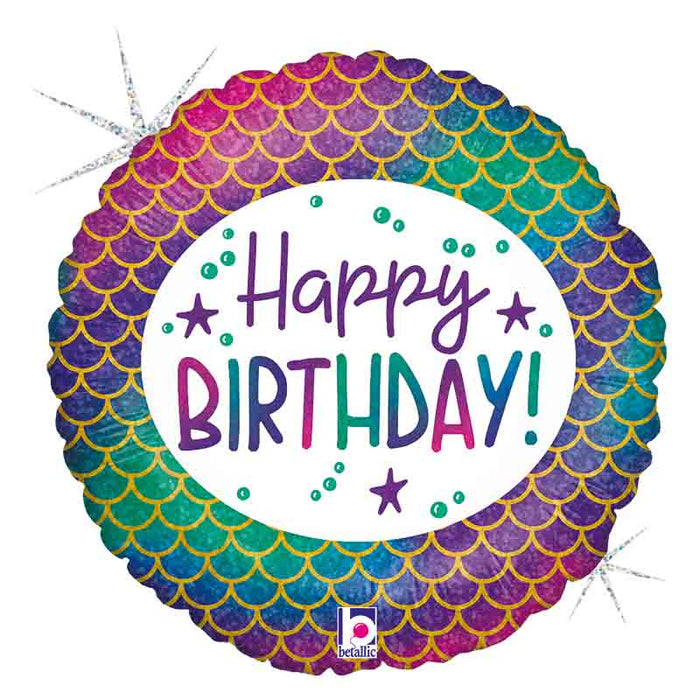 ABC18 Folienballon "Happy Birthday Meerjungfrau" Glitter | Ø 46 cm