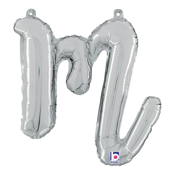 ABC14 Folienballon Buchstabe Skript Silber | M 36 cm
