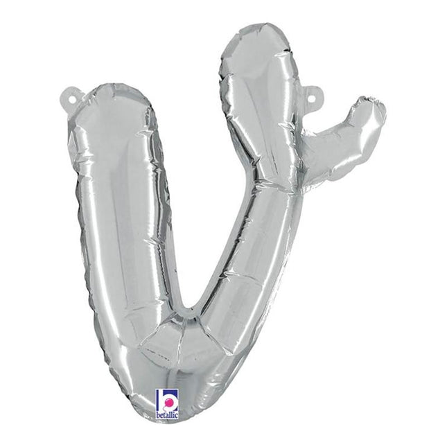 ABC14 Buchstabe V Skript silber 36 cm