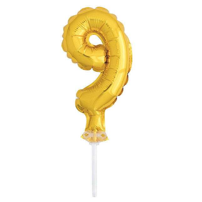 Tortendeko Ballonzahl, ca.13cm #9 Gold