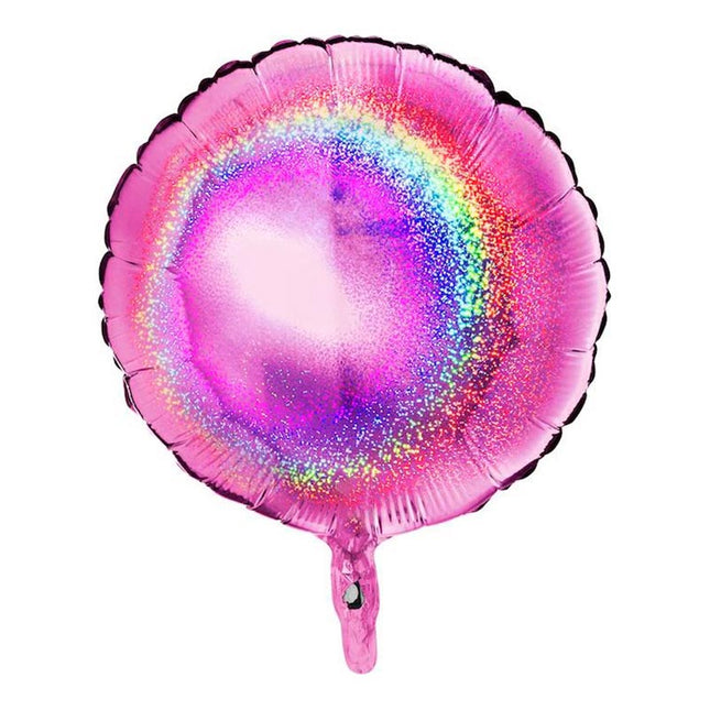 Uni Folienballon Rund 18"/46cmØ (unverpackt) | Holo Glitter Pink