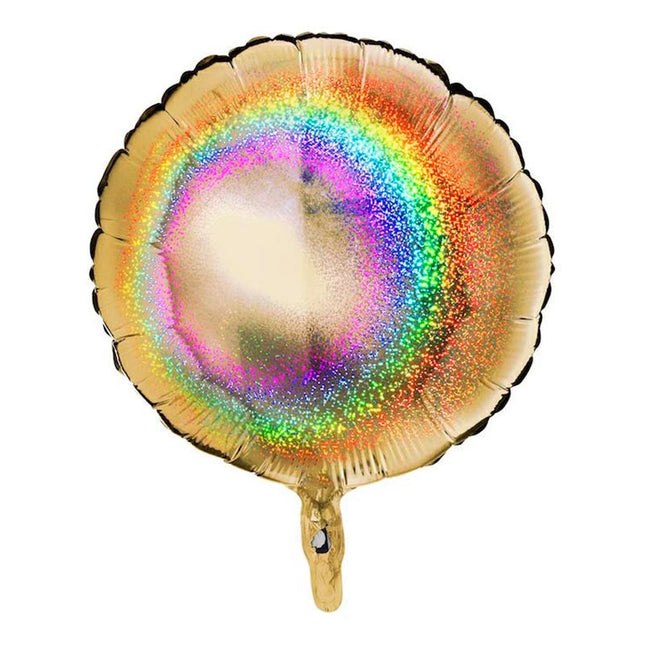 Uni Folienballon Rund 18"/46cmØ (unverpackt) | Holo Glitter Gold