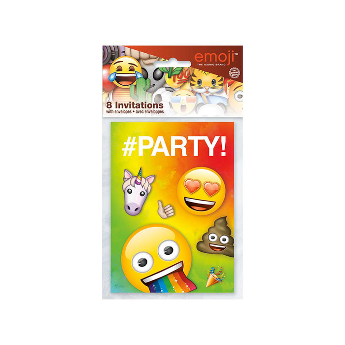 Einladung Emoji Regenbogen 8Stk.