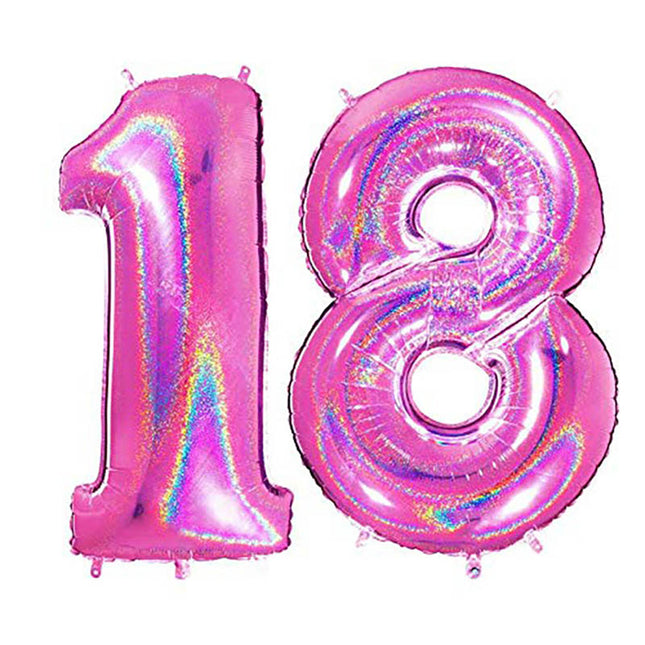 Riesenzahlen #18 Glitter Holo Pink PartyMarty FM 40"/102 cm