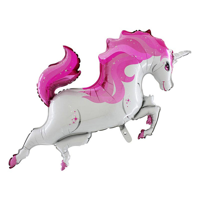 44"  Shape Folienballon Lose - Einhorn springend Pink | HF2