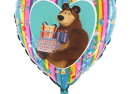 Folienballon Lose - Masha and the Bear Regenbogen Herz 18 - HF18 46 cm