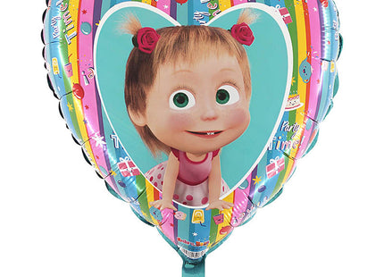 Folienballon Lose - Masha and the Bear Regenbogen Herz 18 - HF18 46 cm