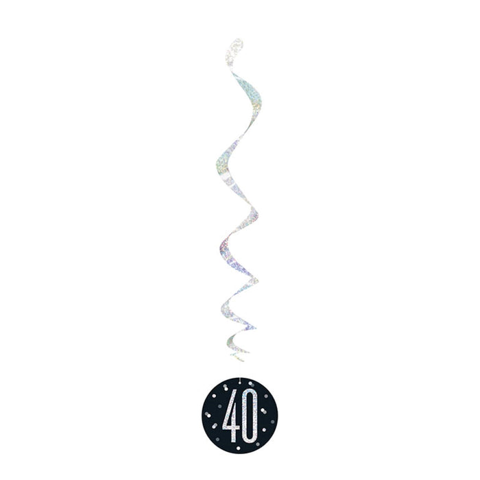 Hängedeko Swirl Glitz #40 Schwarz 6Stk./81cm
